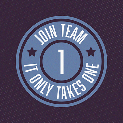 It Only Takes One Join Team circle sports graphic.