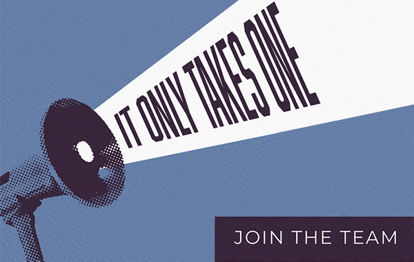 Sumali sa mega phone graphic ng koponan